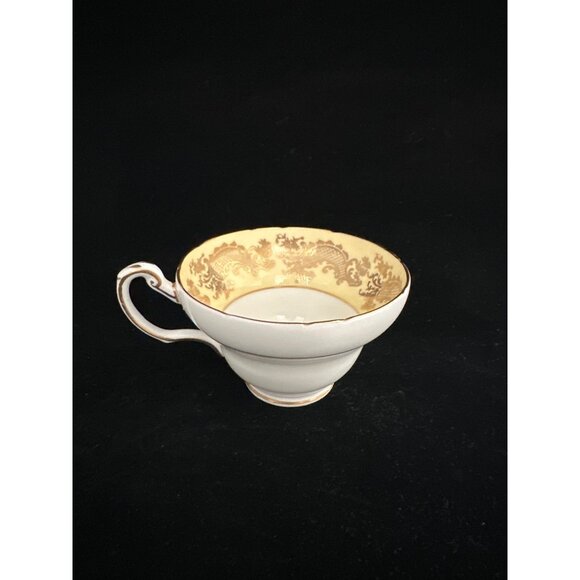 Vintage EB Foley Bone China Teacup & Saucer Set Yellow/Gold Floral Bird England - Picture 8 of 8